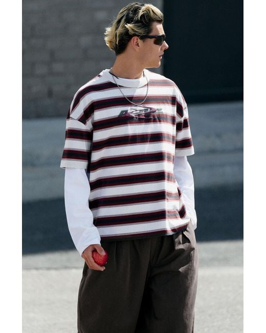 Weekday Blue Oversized Boxy Graphic T-Shirt for men