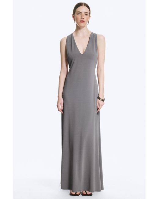 Weekday Gray Gathered Maxi Dress
