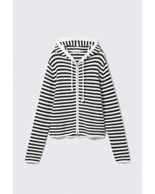 Weekday Gray Knitted Slim Fit Zip Hoodie