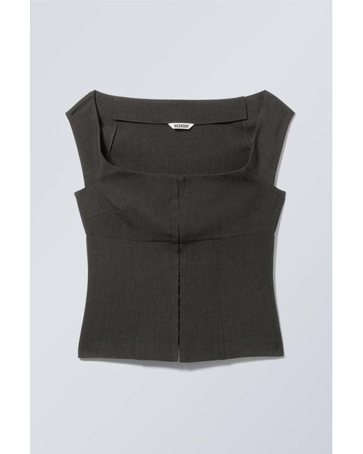 Weekday Black Sleeveless Wide Neck Top