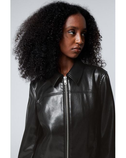 Weekday Black Regular Fit Faux Leather Jacket