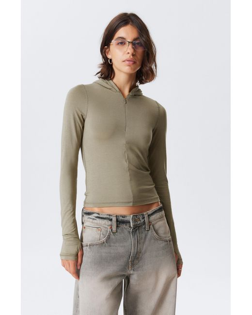 Weekday Natural Slim Fit Lyocell Zip Hoodie