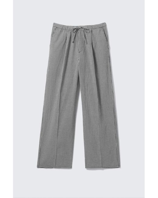 Weekday Gray Lockere Karierte Baumwollhose