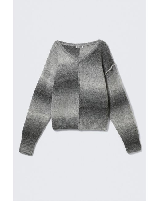 Weekday Gray Space Dye V-Neck Knitted Sweater