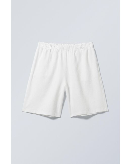 Weekday White Relaxed Linen Blend Shorts