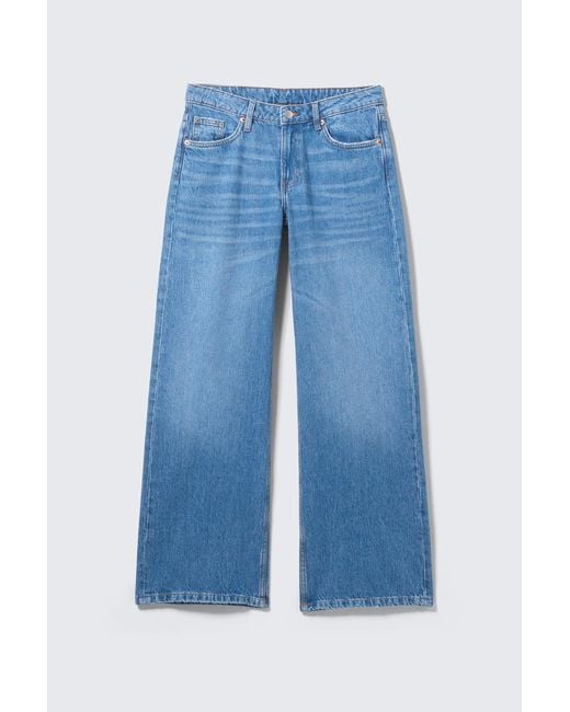 Weekday Blue Imoo Low Rise Loose Wide Leg Jeans