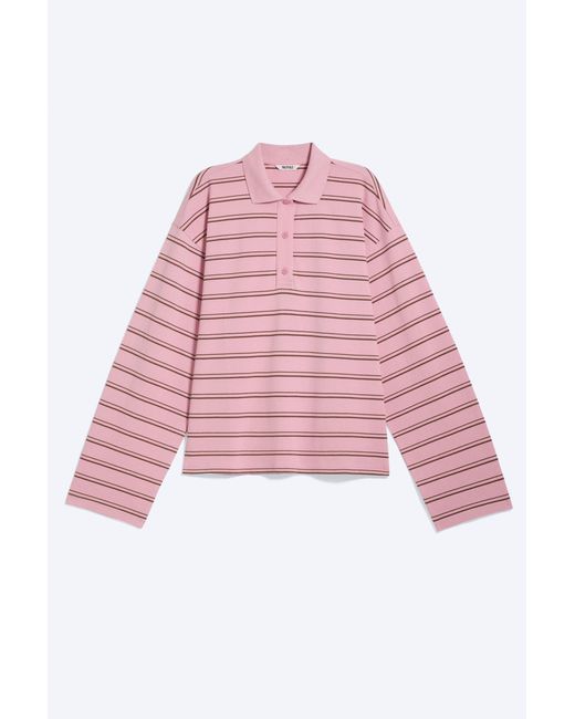 Monki Pink Long-Sleeved Cotton Polo Top