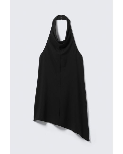 Weekday Black Draped Halter Cowl Neck Midi Dress