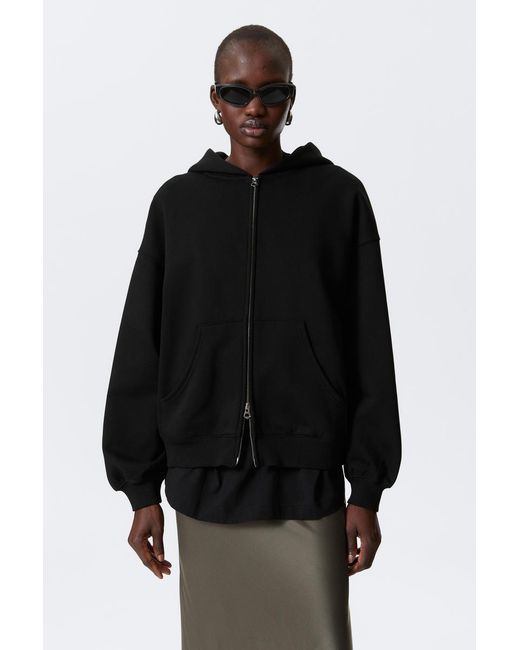Weekday Black Oversized Heavyweight Zip Hoodie