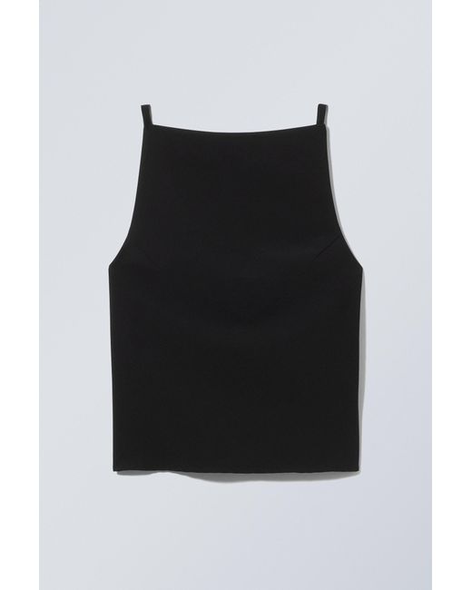 Weekday Black Fleur Suiting Open Back Top