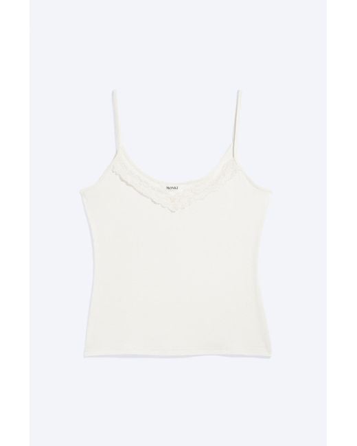 Monki Blue Strappy Laced Camisole