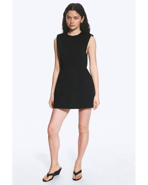 Monki Black Sleeveless Twill Mini Dress