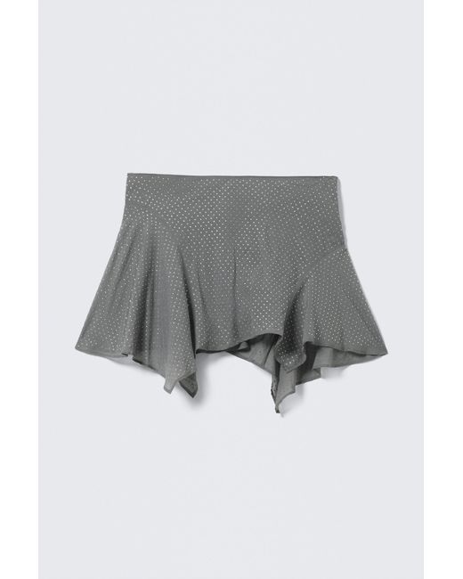 Monki Gray Asymmetric Sequin Mini Skirt