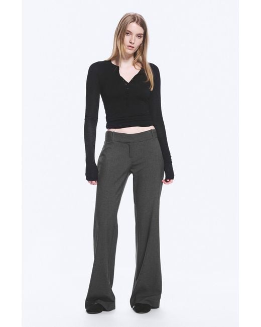 Weekday Gray Low-Rise Flared Suiting Trousers