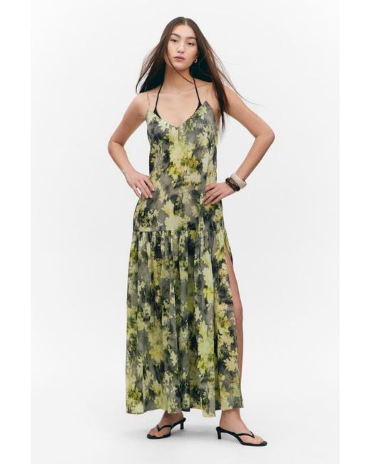 Monki Green Abgestuftes Maxikleid Aus Bedruckter Baumwolle