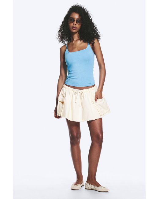 Monki White Utility Twill Mini Skirt