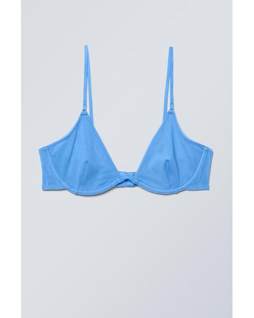 Weekday Blue Sandy Mesh Wire Bra