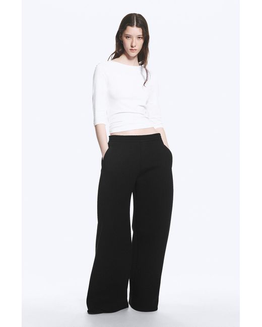 Weekday Black Relaxed Barrel Leg Scuba Sweatpants