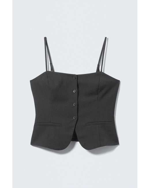 Monki Black Slim Fit Suiting Waistcoat