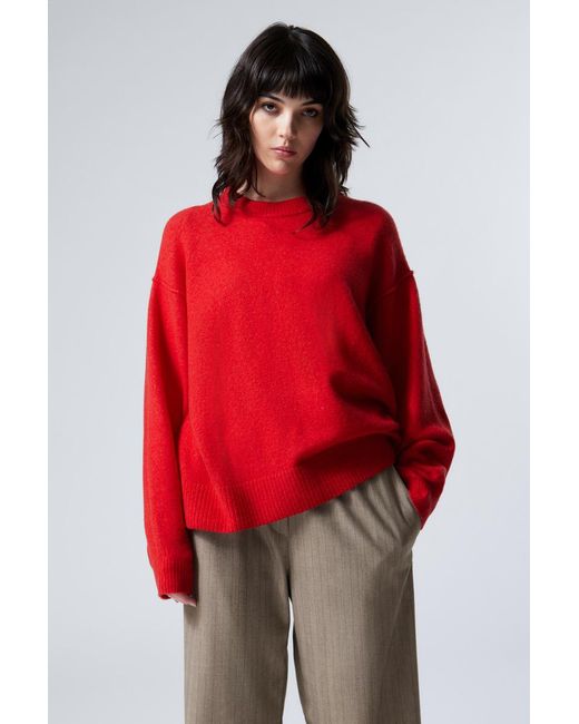 Weekday Red Relaxed Knitted Sweater