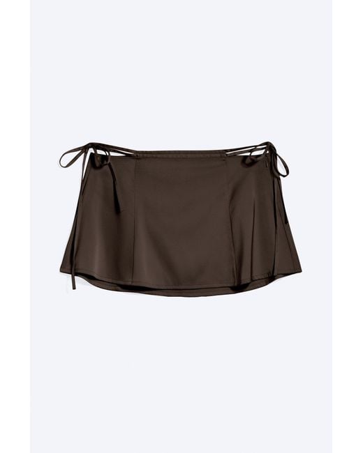 Monki Black Satin Cut-Out Mini Skirt