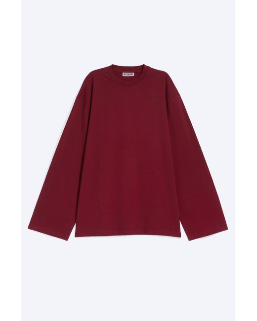Weekday Red Oversized Long Sleeve T-Shirt
