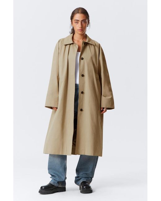 Weekday Blue Single-Breasted Oversized Car Coat