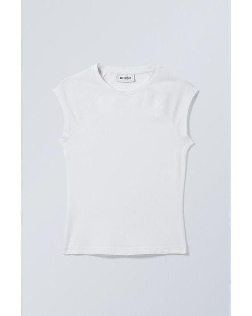 Weekday White Short Sleeve Fitted Top