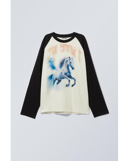 Weekday Blue Great Boxy Raglan Long Sleeve T-Shirt for men