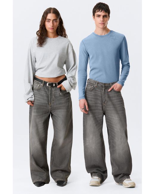 Weekday Gray Astro Mid Rise Loose Baggy Leg Jeans for men