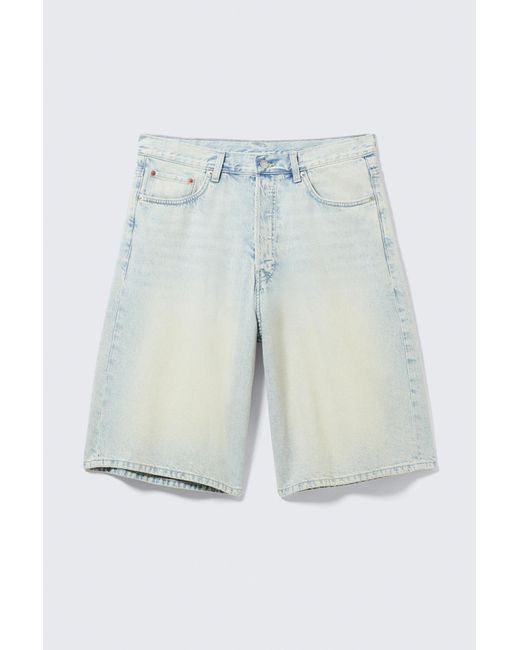 Weekday White Astro Mid Rise Loose Baggy Denim Shorts for men