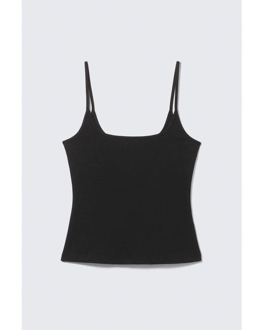 Monki Black Slim Strap Tank Top
