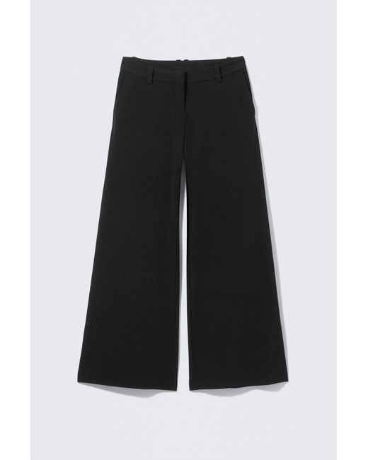 Weekday Black Low Flared Suit Trousers