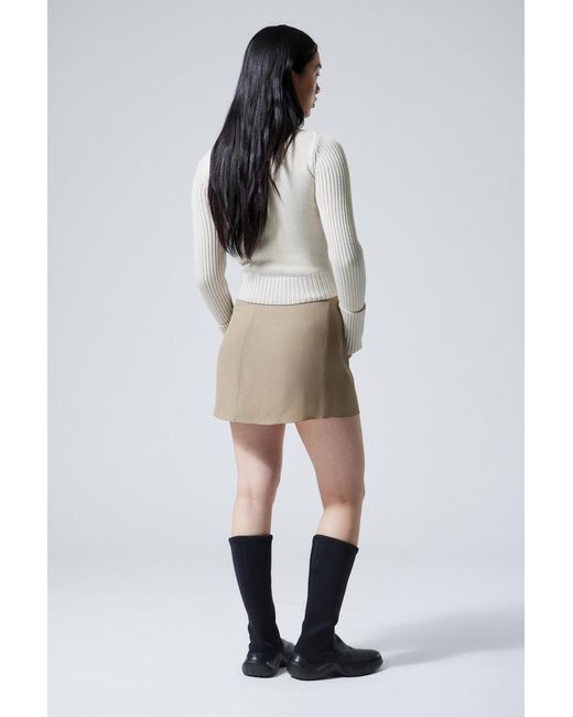 Weekday Natural Tailored Viscose Mini Wrap Skirt