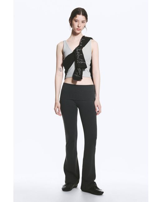 Weekday Gray Folded Waist Flared Yoga Tights