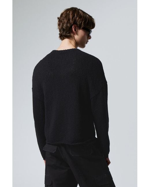 Weekday Black Cropped Heavy Knitted Sweater for men