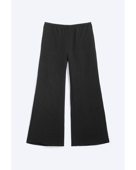 Weekday Black Low Wide Pull-On Crinkle Trousers