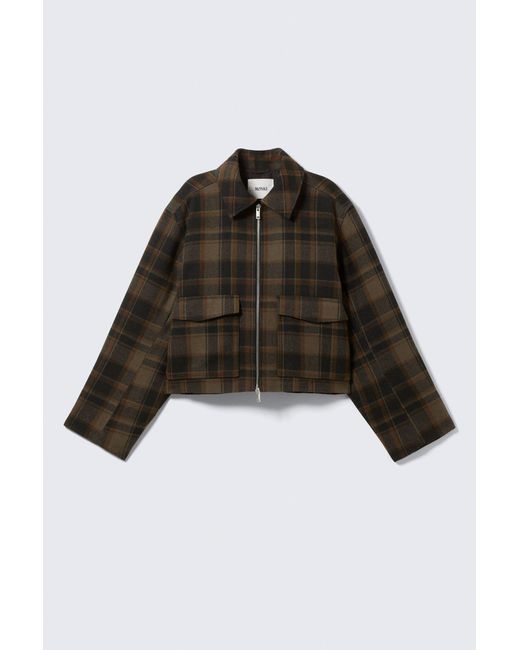 Monki Black Cropped Boxy Zip Jacket