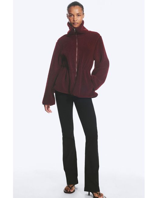Monki Red Waisted Pile Jacket