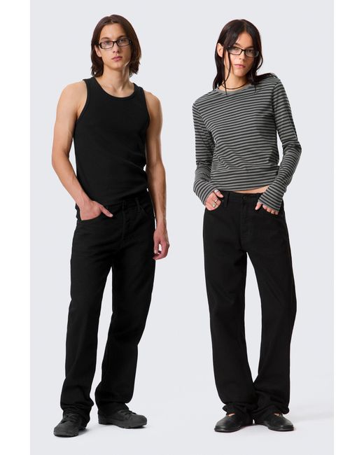 Weekday Black Orbit Mid Rise Regular Straight Leg Jeans for men