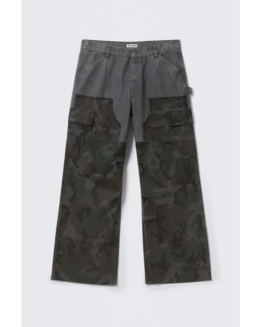 Weekday Brown Loose Patchwork Cargo Trousers for men