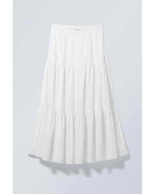 Weekday White Tiered Maxi Poplin Skirt