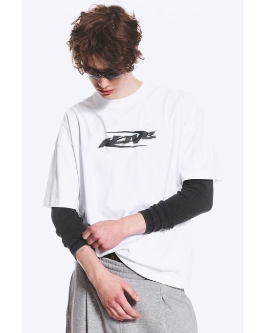 Weekday White Oversized Boxy Graphic T-Shirt for men