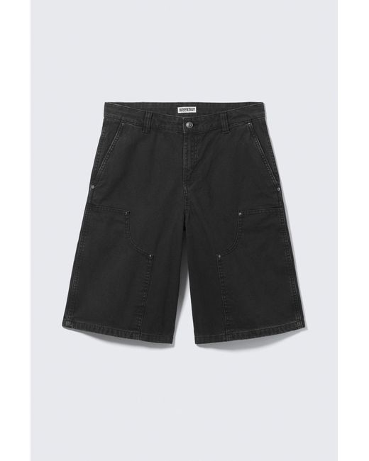 Weekday Black Low Rise Loose Washed Carpenter Shorts