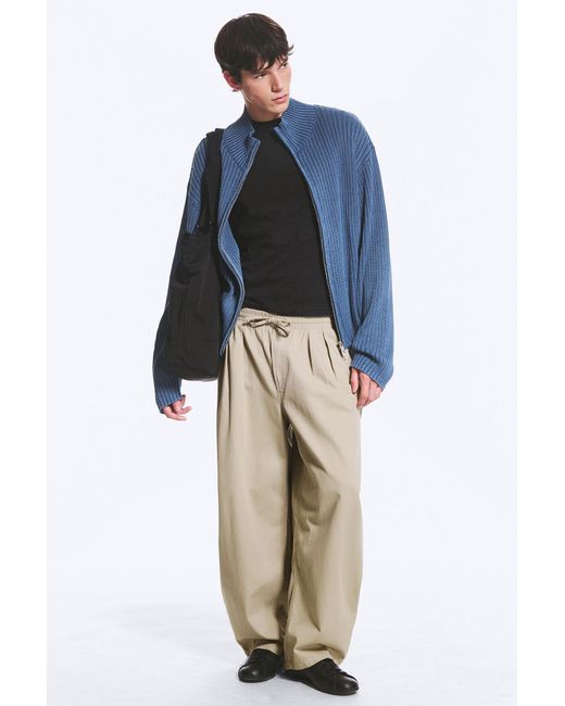 Weekday Blue Relaxed Knitted Zip Cardigan for men