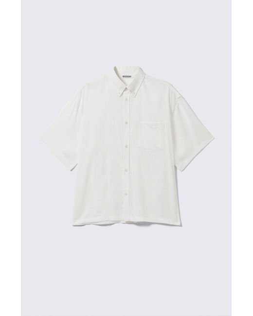 Weekday White Oversized Draped Boxy Short-Sleeved Shirt for men