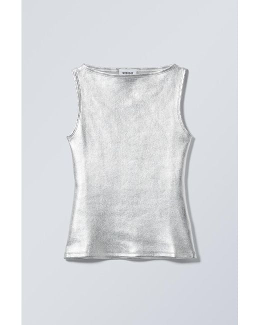 Weekday White Annie Boat-Neck Top