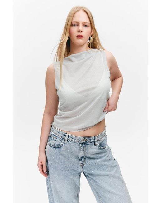 Monki Blue Ärmelloses Tanktop Mit U-Boot-Ausschnitt