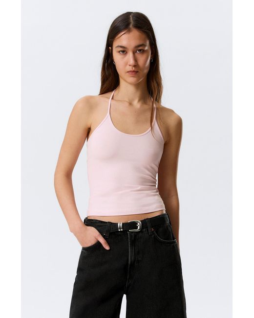 Weekday Black Slim Halterneck Cotton Top