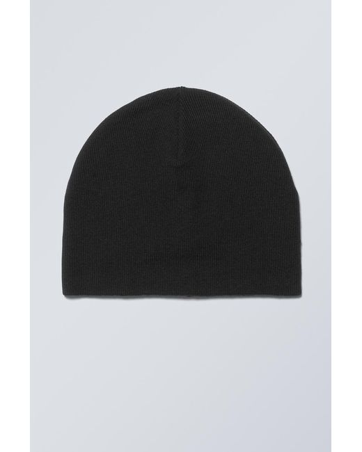 Weekday Black No Fold Beanie for men